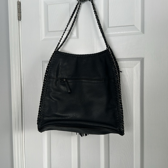 Vintage Black Leather Tassel Purse - vtg western purse - Picture 3 of 8